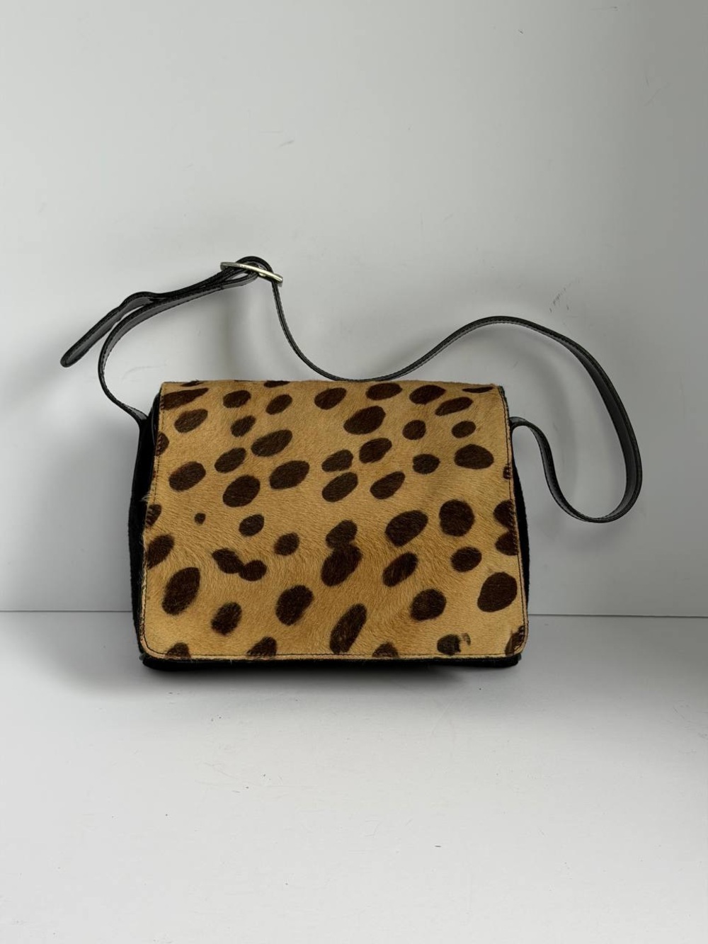 Vintage Dolce & Gabbana Leopard Pony Hair Shoulder Bag Y2K Made in Italy